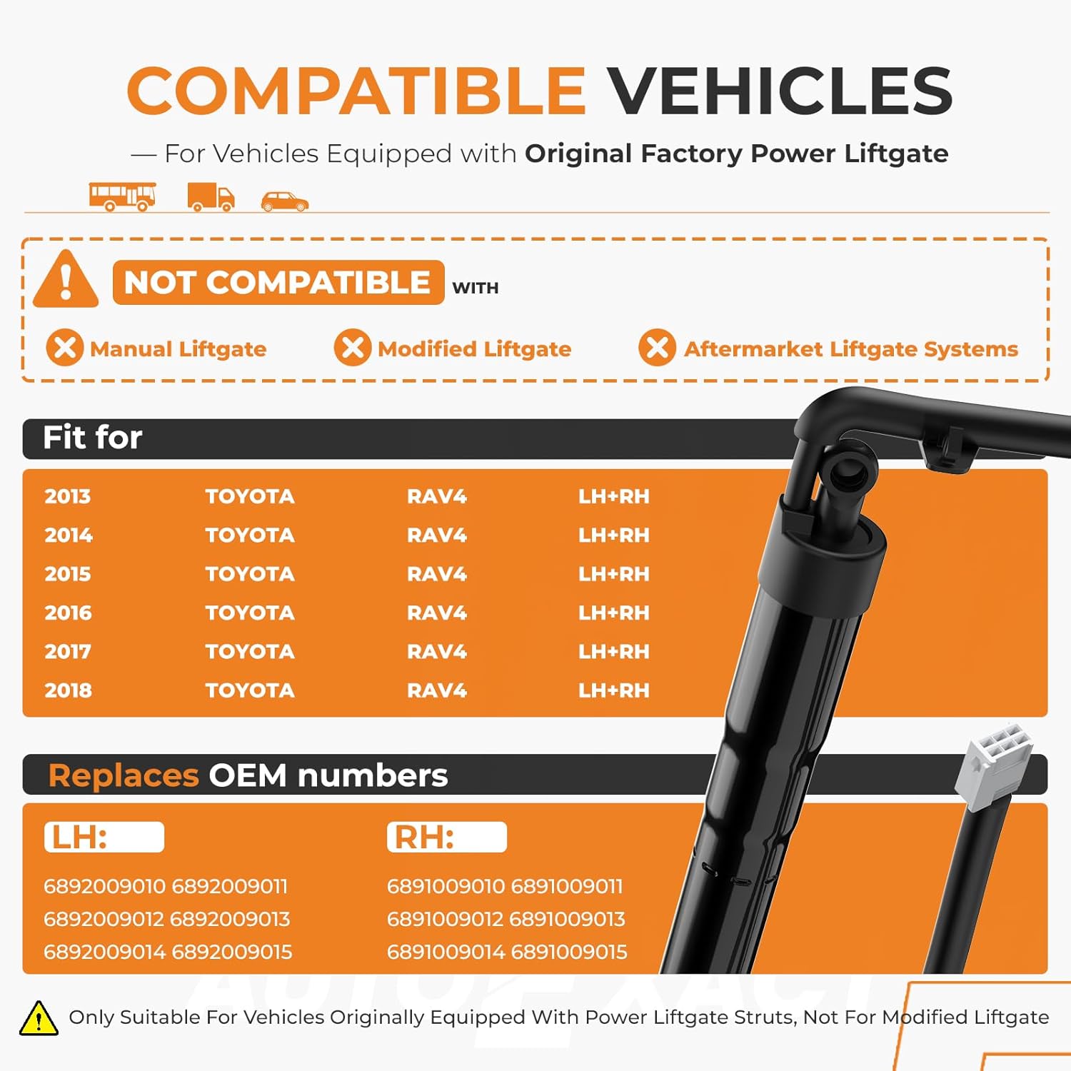 Power Liftgate Struts Fit for 2013-2018 Toyota Rav4, Electric Tailgate Lift Support, Rear Hatch Trunk Struts Shock, Aircraft-Grade Aluminum, Replaces 6892009010 6891009010, Left & Right Pair